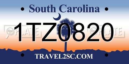 1TZ0820 South Carolina License Plate