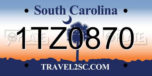 1TZ0870 South Carolina License Plate