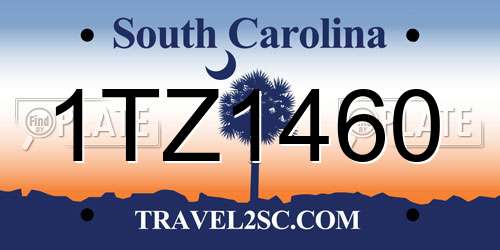 1TZ1460 South Carolina License Plate