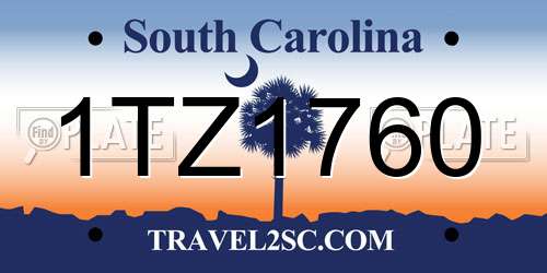 1TZ1760 South Carolina License Plate