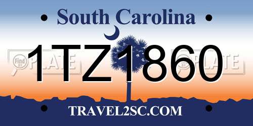 1TZ1860 South Carolina License Plate