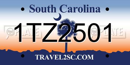 1TZ2501 South Carolina License Plate