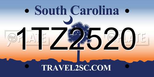 1TZ2520 South Carolina License Plate