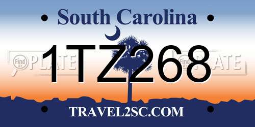 1TZ268 South Carolina License Plate
