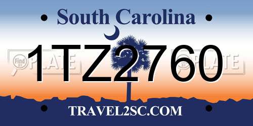 1TZ2760 South Carolina License Plate