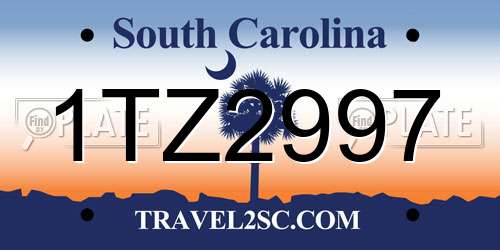 1TZ2997 South Carolina License Plate