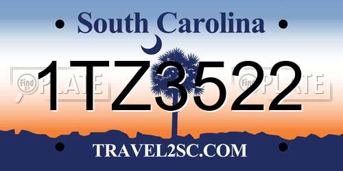 1TZ3522 South Carolina License Plate