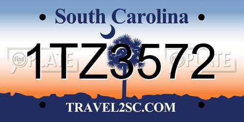 1TZ3572 South Carolina License Plate