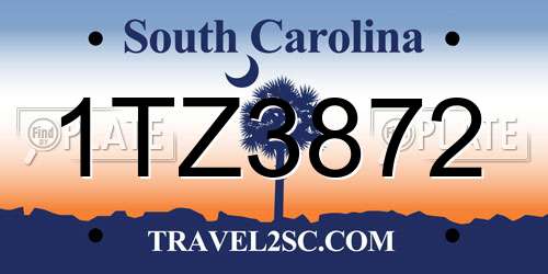 1TZ3872 South Carolina License Plate
