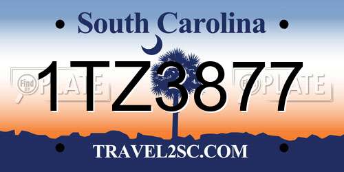 1TZ3877 South Carolina License Plate