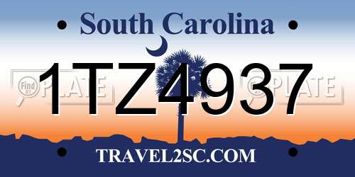 1TZ4937 South Carolina License Plate