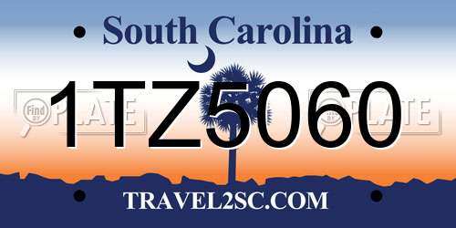 1TZ5060 South Carolina License Plate