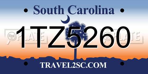 1TZ5260 South Carolina License Plate