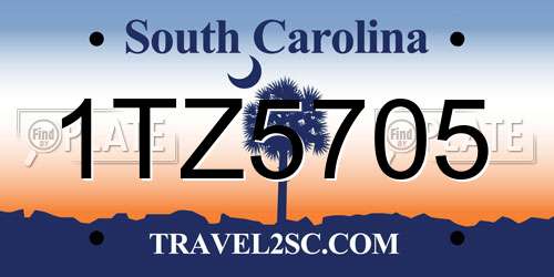 1TZ5705 South Carolina License Plate