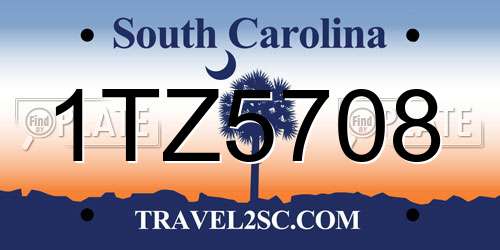 1TZ5708 South Carolina License Plate
