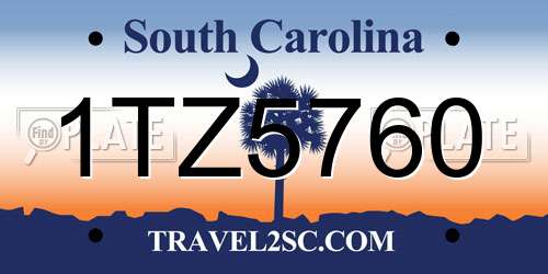 1TZ5760 South Carolina License Plate