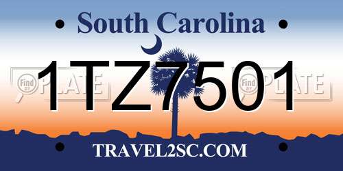 1TZ7501 South Carolina License Plate
