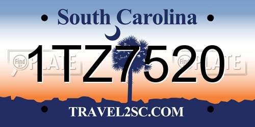 1TZ7520 South Carolina License Plate