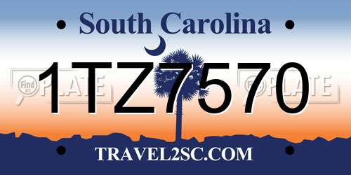 1TZ7570 South Carolina License Plate