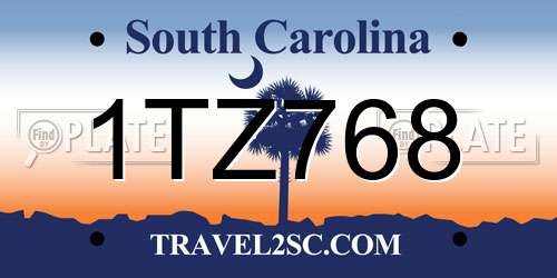 1TZ768 South Carolina License Plate