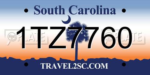 1TZ7760 South Carolina License Plate