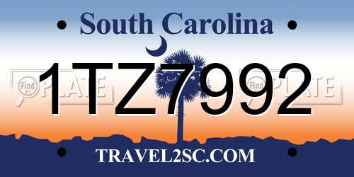 1TZ7992 South Carolina License Plate