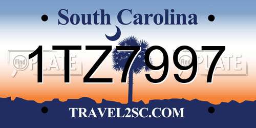 1TZ7997 South Carolina License Plate