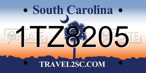1TZ8205 South Carolina License Plate