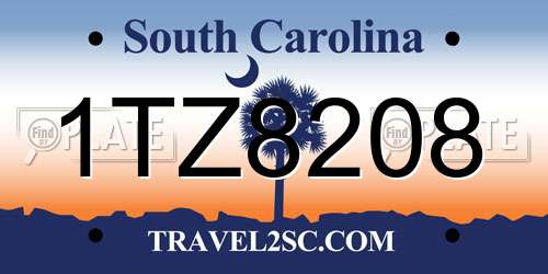 1TZ8208 South Carolina License Plate