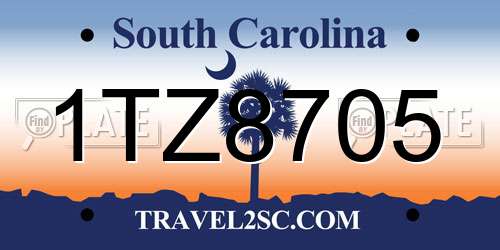1TZ8705 South Carolina License Plate