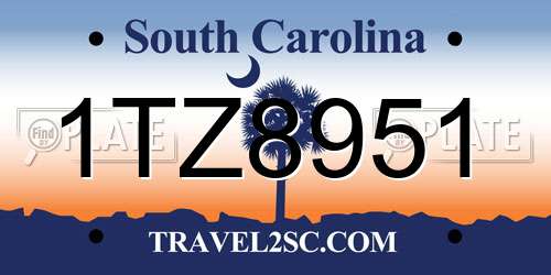 1TZ8951 South Carolina License Plate