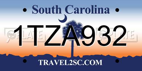 1TZA932 South Carolina License Plate