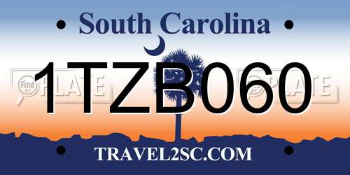 1TZB060 South Carolina License Plate