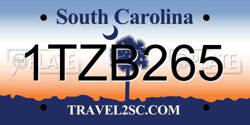 1TZB265 South Carolina License Plate
