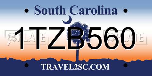 1TZB560 South Carolina License Plate