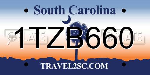 1TZB660 South Carolina License Plate