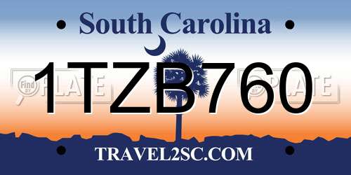 1TZB760 South Carolina License Plate