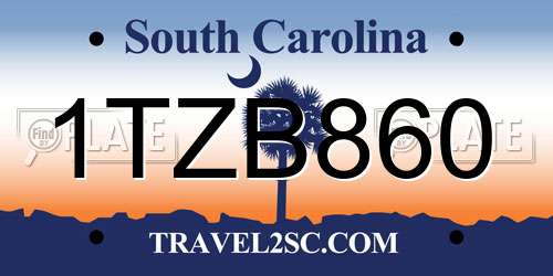1TZB860 South Carolina License Plate