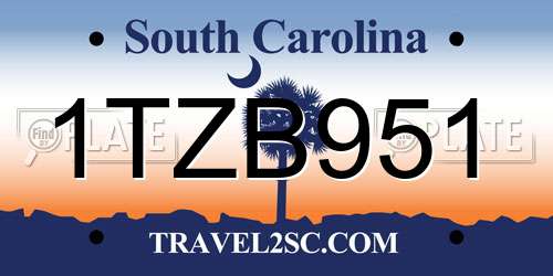 1TZB951 South Carolina License Plate