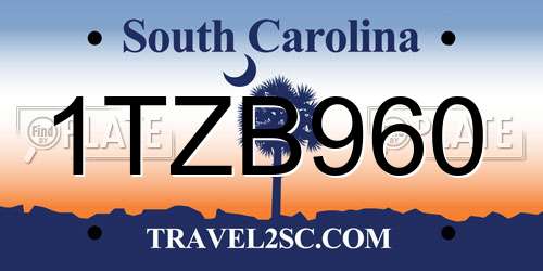 1TZB960 South Carolina License Plate