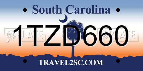 1TZD660 South Carolina License Plate