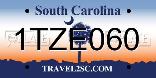1TZE060 South Carolina License Plate