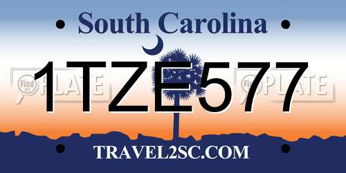 1TZE577 South Carolina License Plate