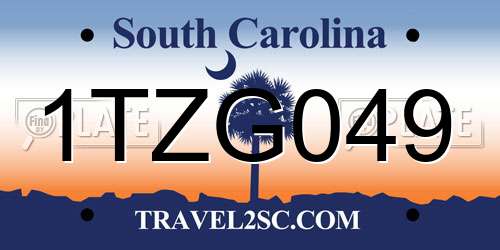 1TZG049 South Carolina License Plate