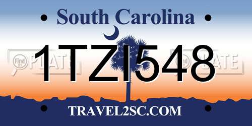 1TZI548 South Carolina License Plate