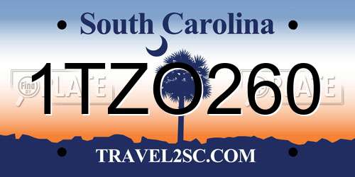 1TZO260 South Carolina License Plate