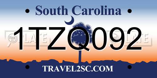 1TZQ092 South Carolina License Plate