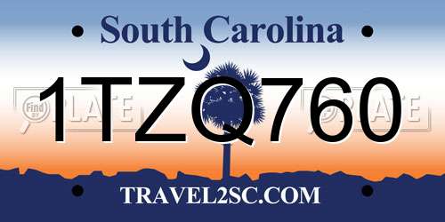1TZQ760 South Carolina License Plate