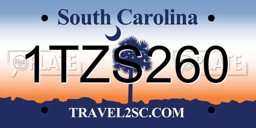 1TZS260 South Carolina License Plate