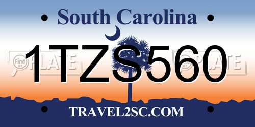 1TZS560 South Carolina License Plate